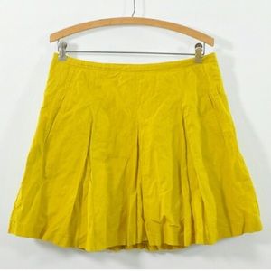 J. Crew Mustard Crinkle Godet Skirt EUC